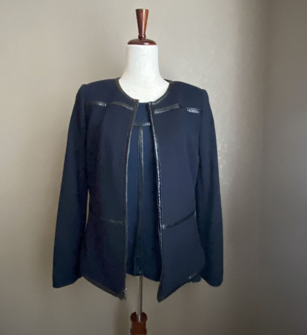 Doncaster Collection Women's Navy Jacket & Blouse Set Size 10 Career Wear